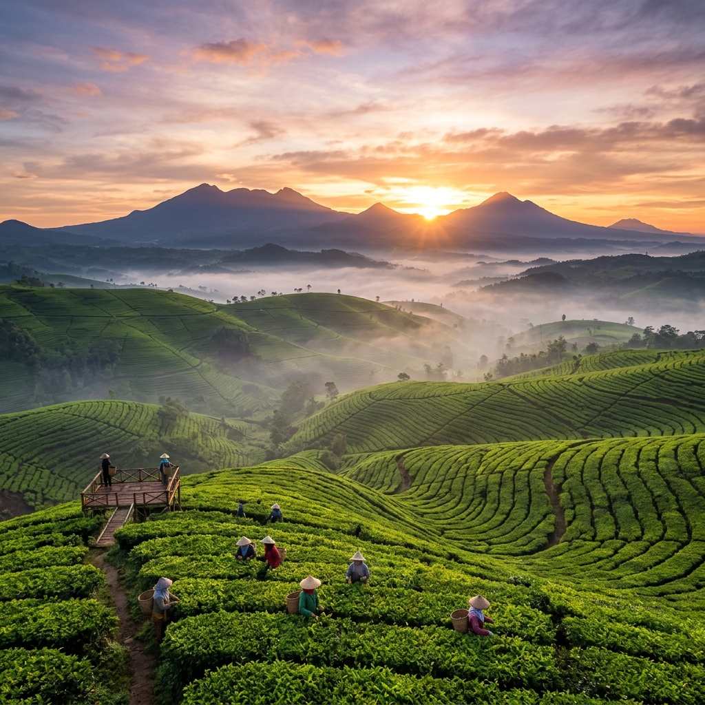 Pucuk Daun Teh Pilihan Basah Embun